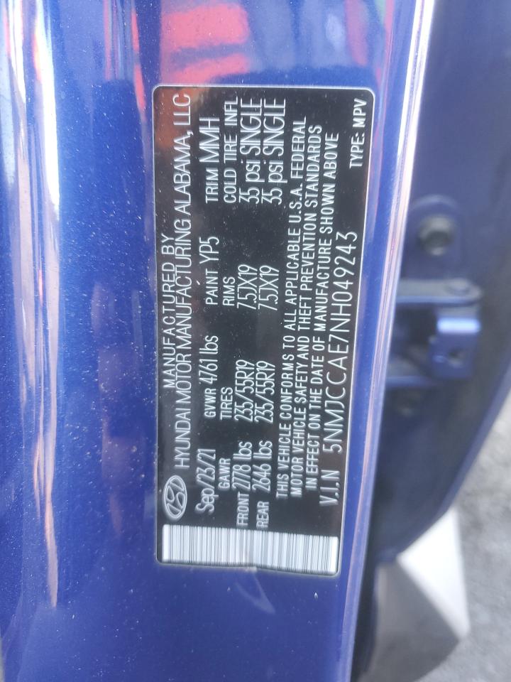 2022 Hyundai Tucson Sel VIN: 5NMJCCAE7NH049243 Lot: 86437215