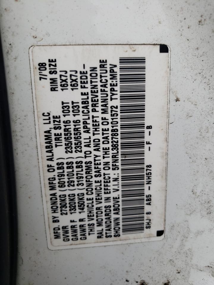2008 Honda Odyssey Lx VIN: 5FNRL38278B101572 Lot: 82575615