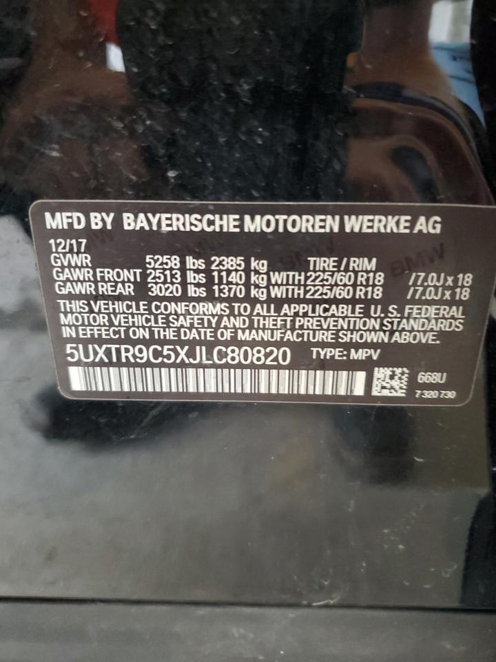 2018 BMW X3 xDrive30I VIN: 5UXTR9C5XJLC80820 Lot: 81769205