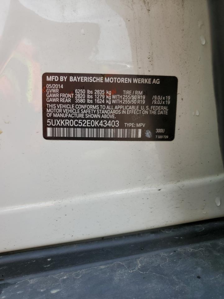 2014 BMW X5 xDrive35I VIN: 5UXKR0C52E0K43403 Lot: 82308265