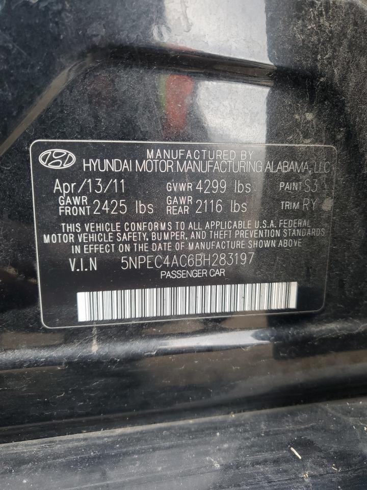 2011 Hyundai Sonata Se VIN: 5NPEC4AC6BH283197 Lot: 82345705