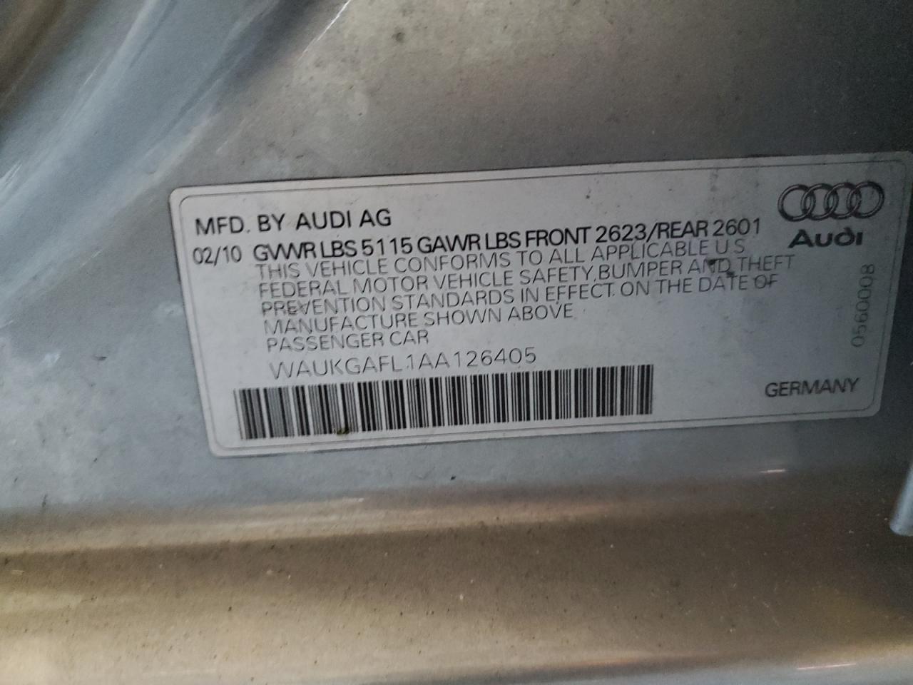 2010 Audi S4 Prestige VIN: WAUKGAFL1AA126405 Lot: 85540765