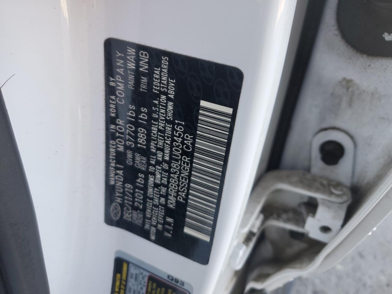 2020 Hyundai Venue Se VIN: KMHRB8A38LU034561 Lot: 85075535