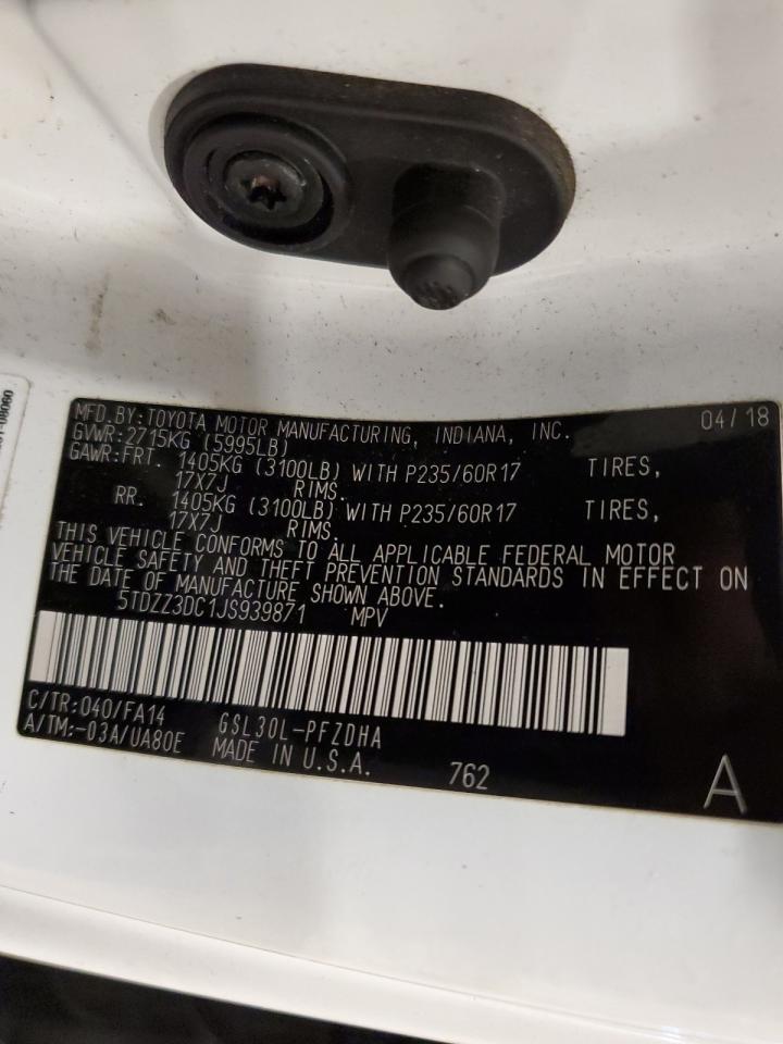 2018 Toyota Sienna L VIN: 5TDZZ3DC1JS939871 Lot: 85367215