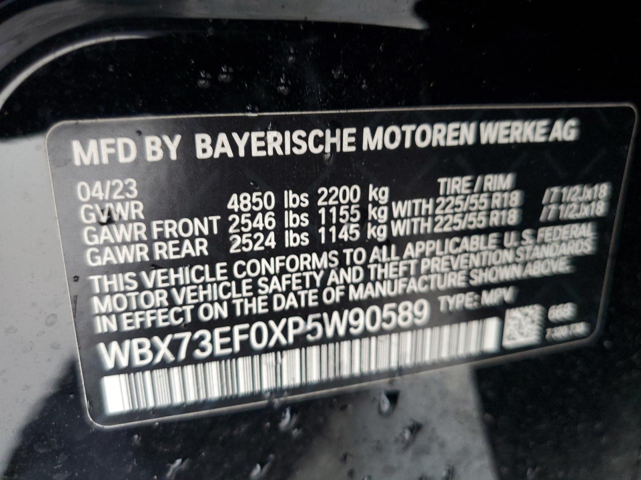 2023 BMW X1 xDrive28I VIN: WBX73EF0XP5W90589 Lot: 86064185