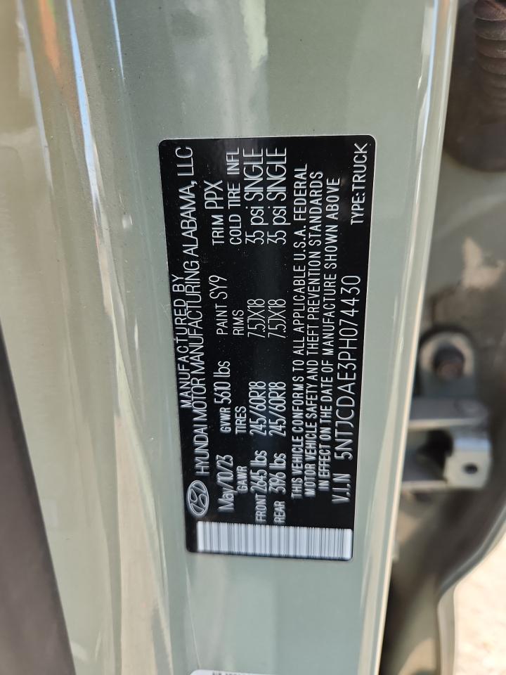 2023 Hyundai Santa Cruz Sel VIN: 5NTJCDAE3PH074430 Lot: 85004735