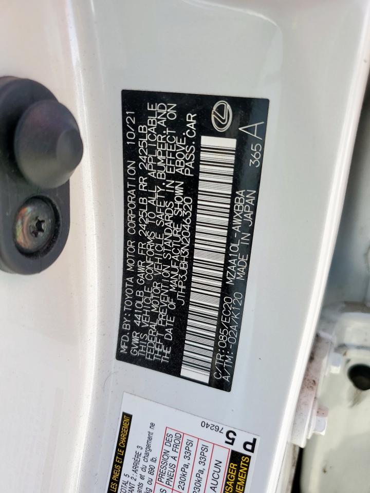 2022 Lexus Ux 200 Base VIN: JTHP3JBH3N2046320 Lot: 82411005
