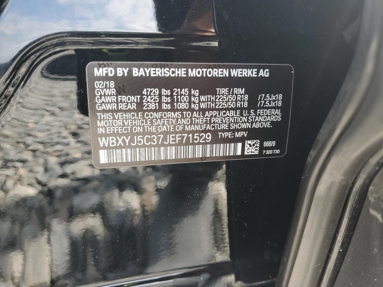 2018 BMW X2 xDrive28I VIN: WBXYJ5C37JEF71529 Lot: 82413265