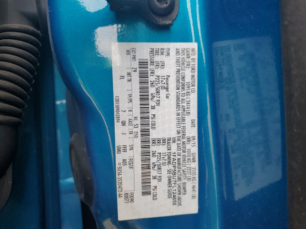 2015 Ford C-Max Sel VIN: 1FADP5BU7FL124855 Lot: 84905675