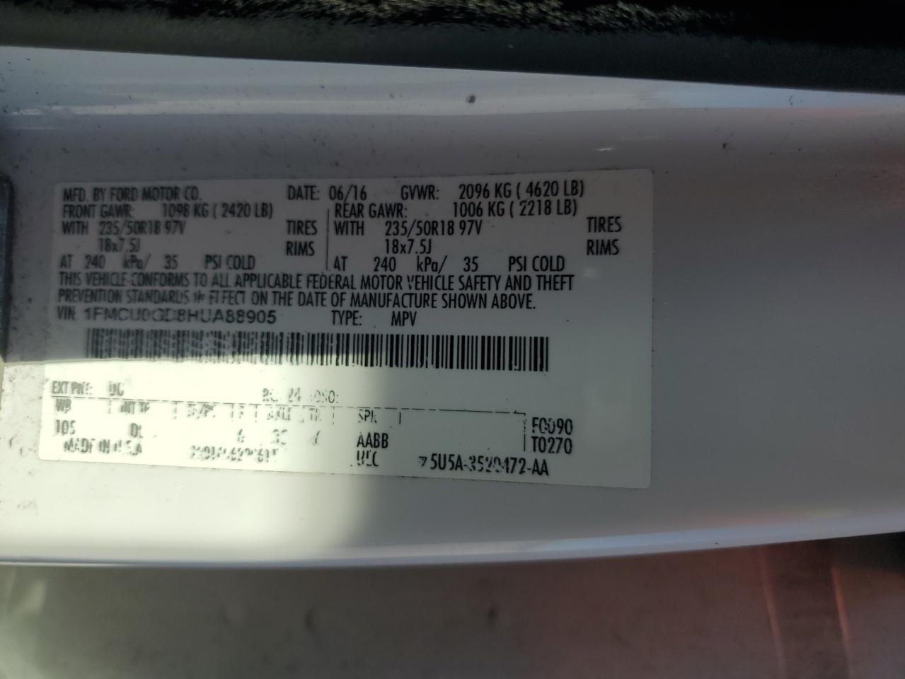 2017 Ford Escape Se VIN: 1FMCU0GD8HUA88905 Lot: 82539395