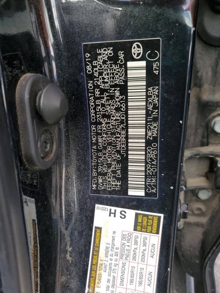 2020 Toyota Corolla Le VIN: JTDEBRBE7LJ016613 Lot: 86270785