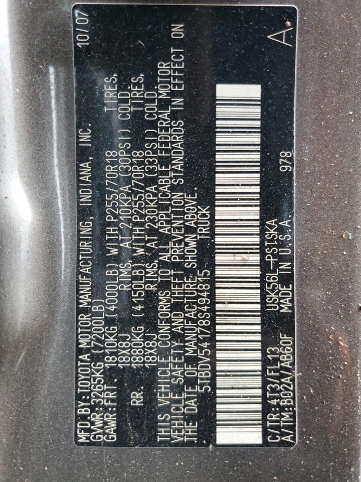 2008 Toyota Tundra Crewmax VIN: 5TBDV54178S494815 Lot: 90400605