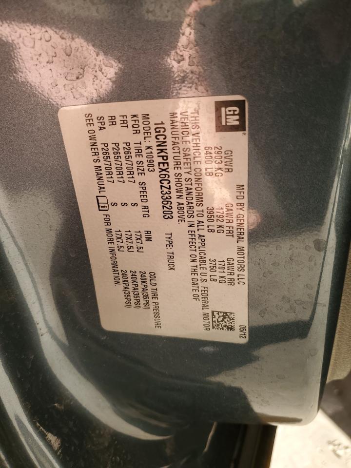 2012 Chevrolet Silverado K1500 VIN: 1GCNKPEX6CZ336203 Lot: 85278025