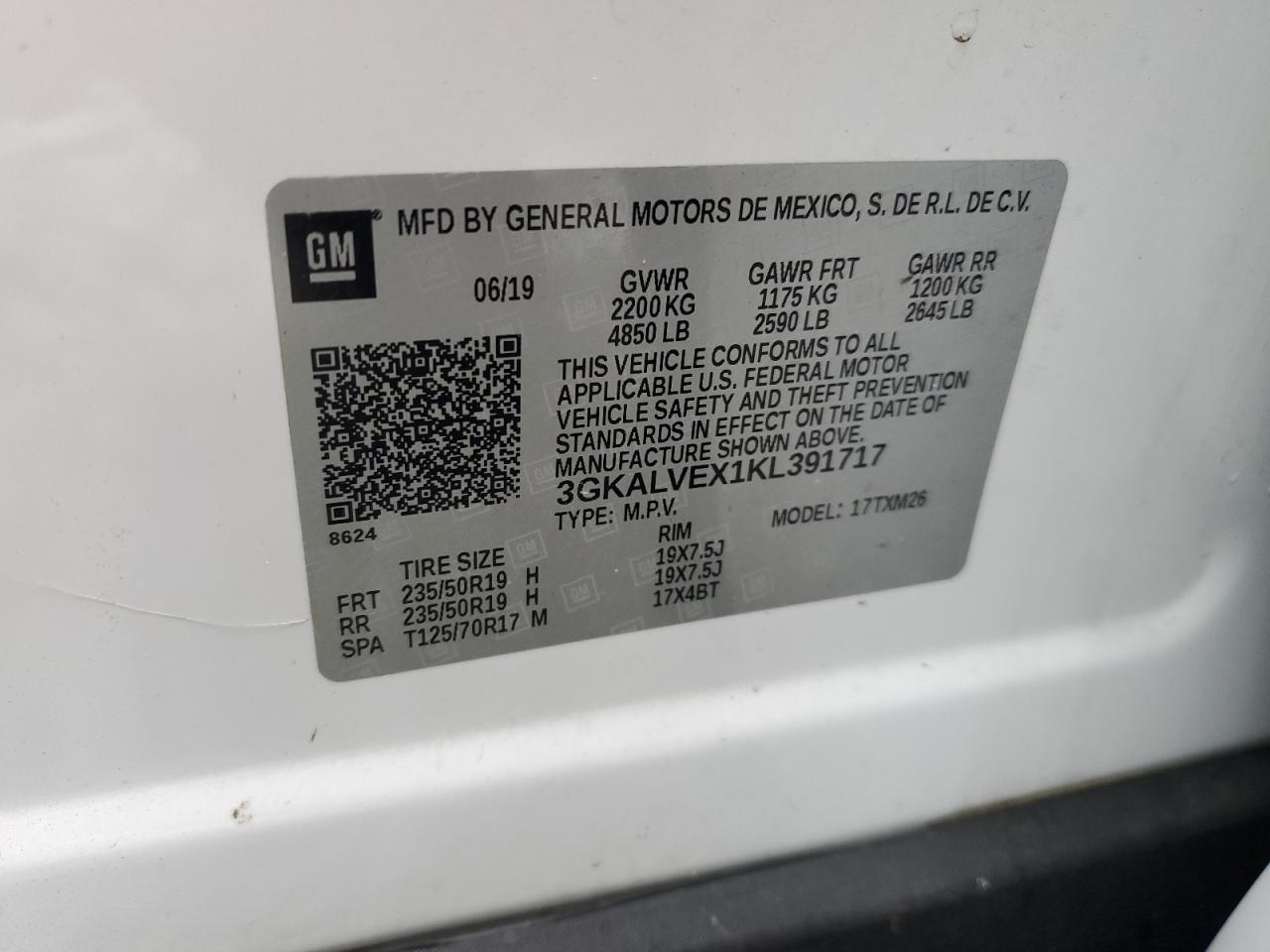 2019 GMC Terrain Slt VIN: 3GKALVEX1KL391717 Lot: 89839125
