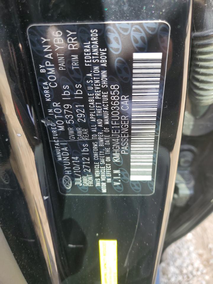 2015 Hyundai Genesis 3.8L VIN: KMHGN4JE1FU036858 Lot: 81178185