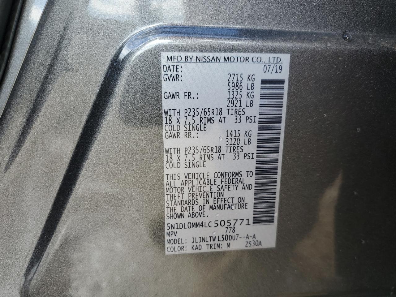 2020 Infiniti Qx60 Luxe VIN: 5N1DL0MM4LC505771 Lot: 86076965