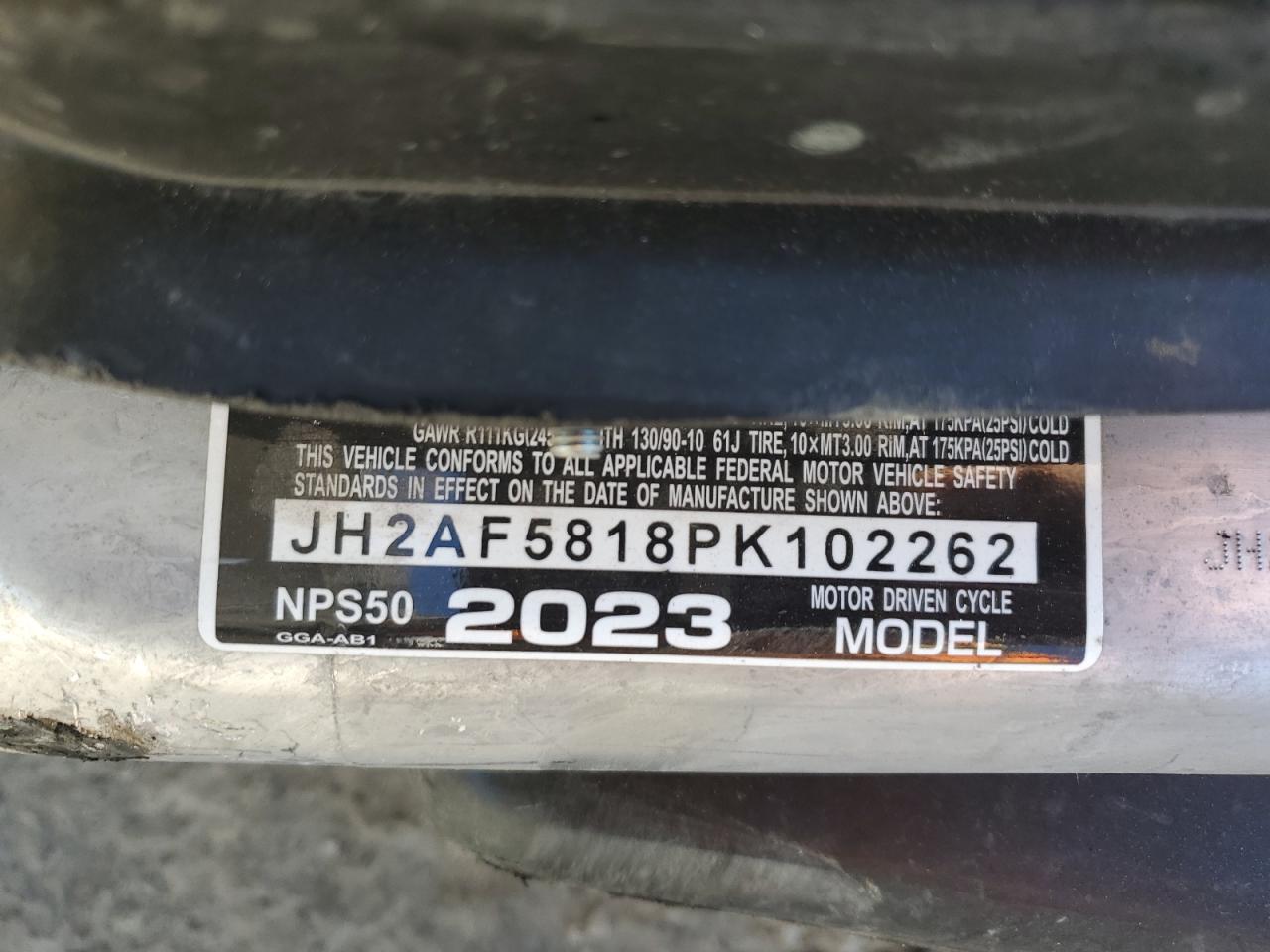 2023 Honda Nps50 VIN: JH2AF5818PK102262 Lot: 86663085