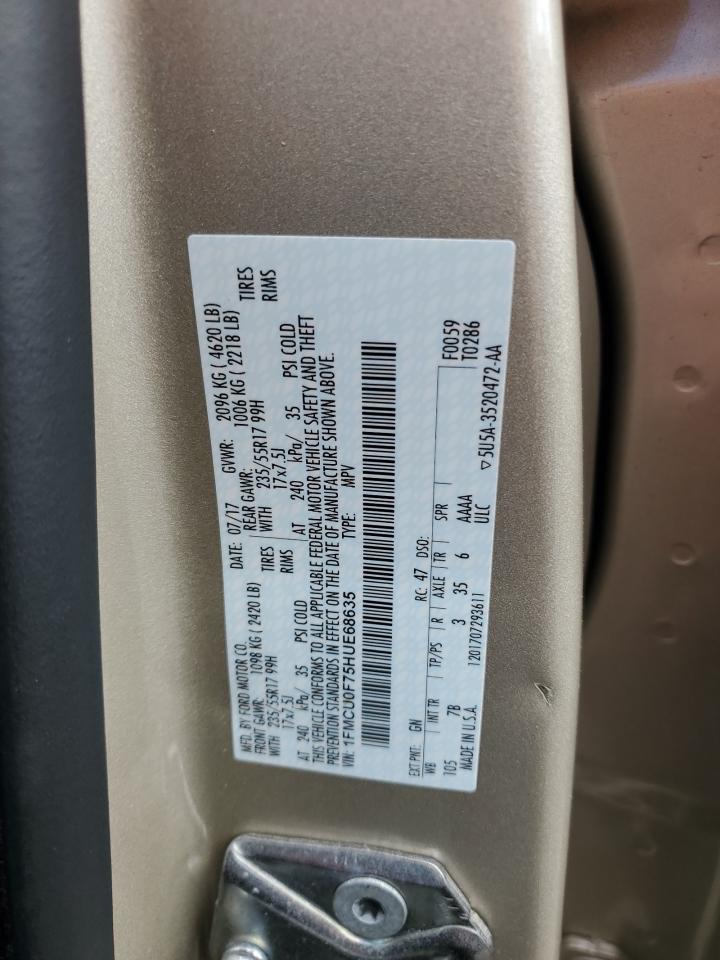 2017 Ford Escape S VIN: 1FMCU0F75HUE68635 Lot: 82727265