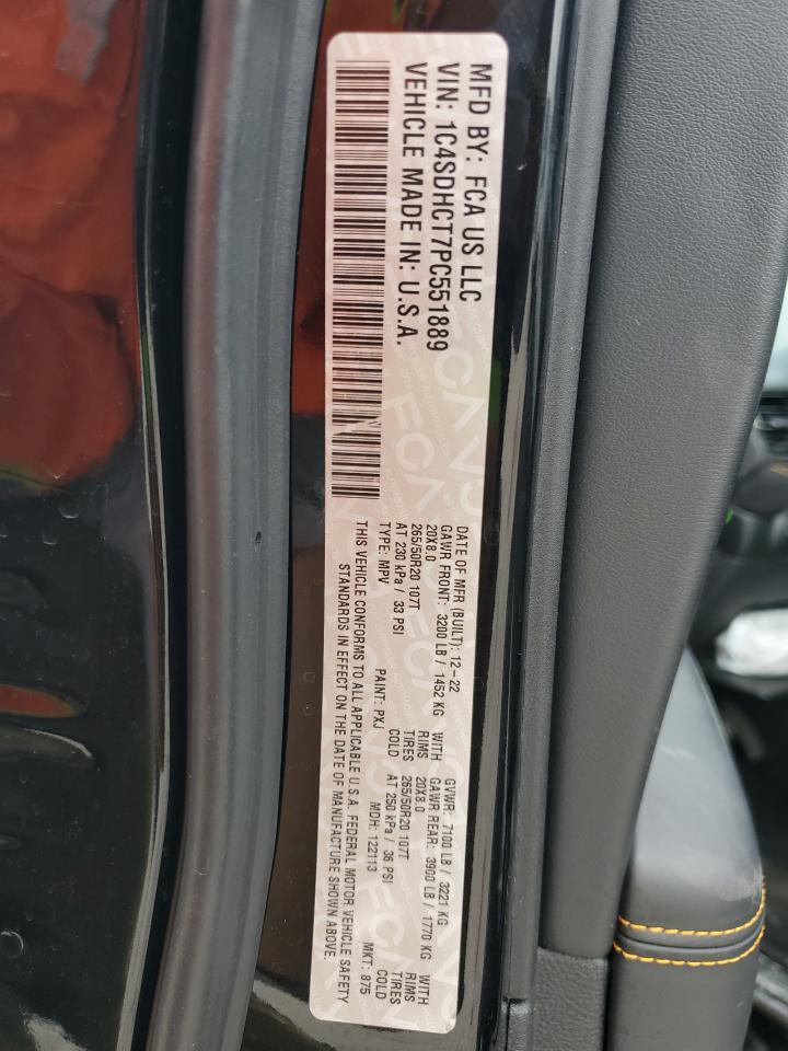 2023 Dodge Durango R/T VIN: 1C4SDHCT7PC551889 Lot: 87387095