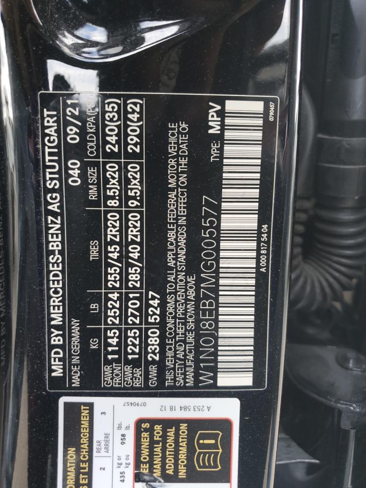 2021 Mercedes-Benz Glc Coupe 300 4Matic VIN: W1N0J8EB7MG005577 Lot: 85853685