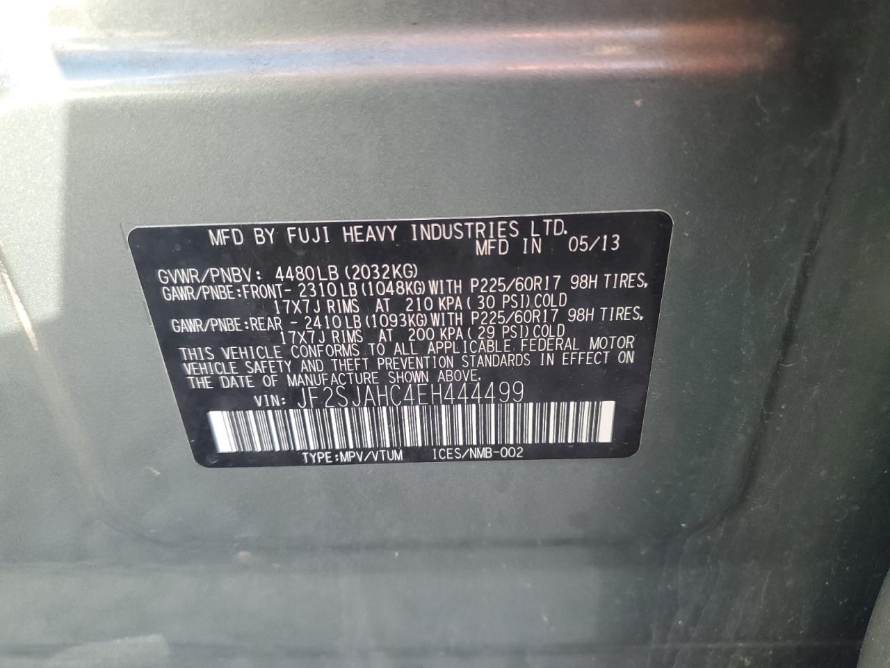 2014 Subaru Forester 2.5I Limited VIN: JF2SJAHC4EH444499 Lot: 86296655