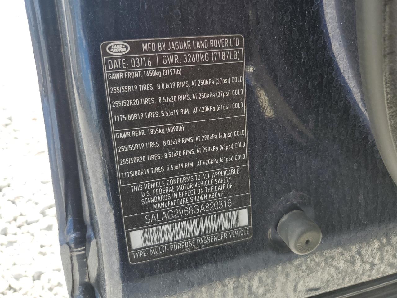 2016 Land Rover Lr4 Hse VIN: SALAG2V68GA820316 Lot: 84914795