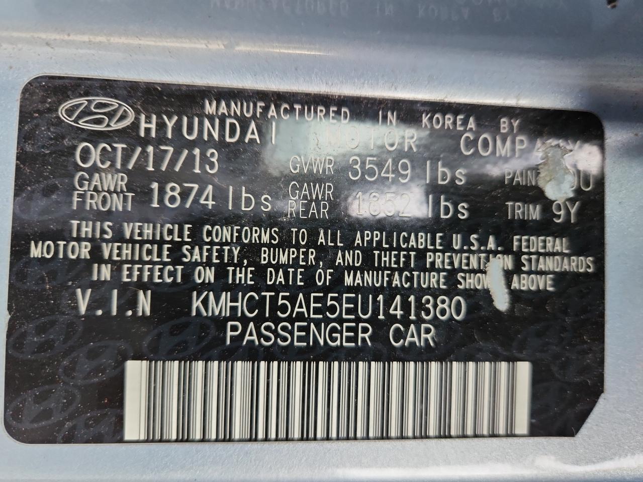 2014 Hyundai Accent Gls VIN: KMHCT5AE5EU141380 Lot: 82734745