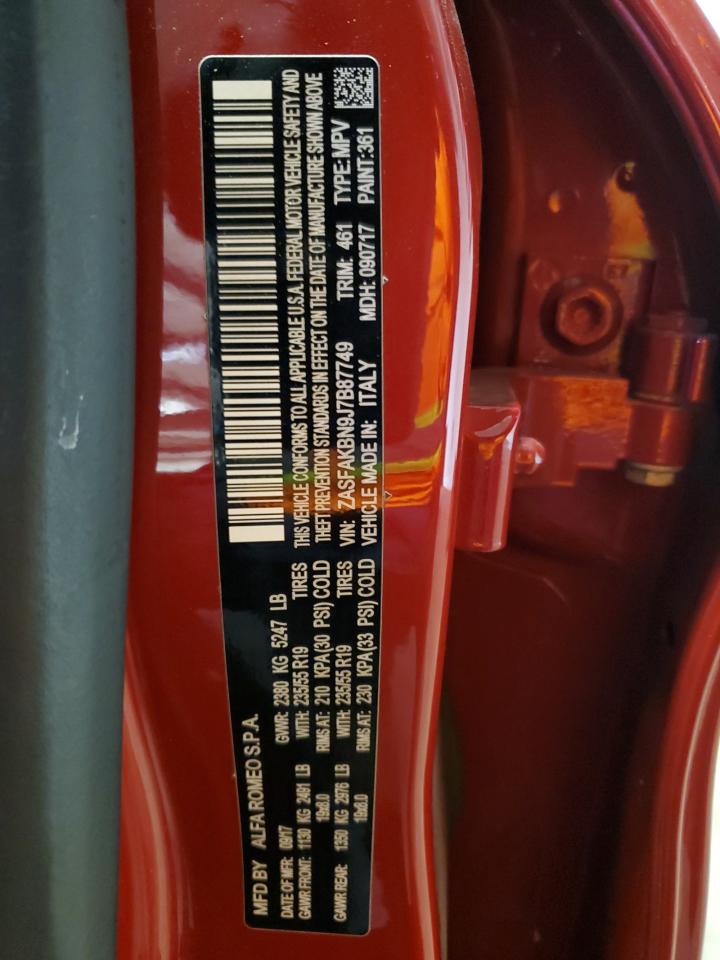 2018 Alfa Romeo Stelvio Ti VIN: ZASFAKBN9J7B87749 Lot: 86652935