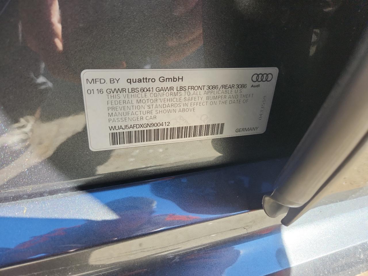 2016 Audi S8 Plus Quattro VIN: WUAJ5AFDXGN900412 Lot: 90928675