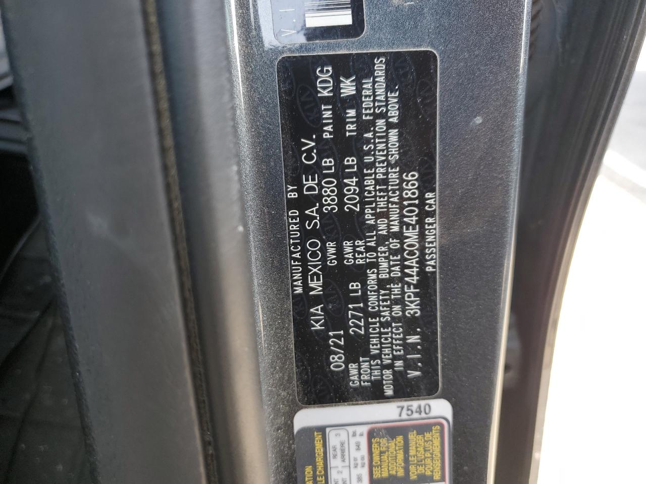 2021 Kia Forte Gt VIN: 3KPF44AC0ME401866 Lot: 84601765