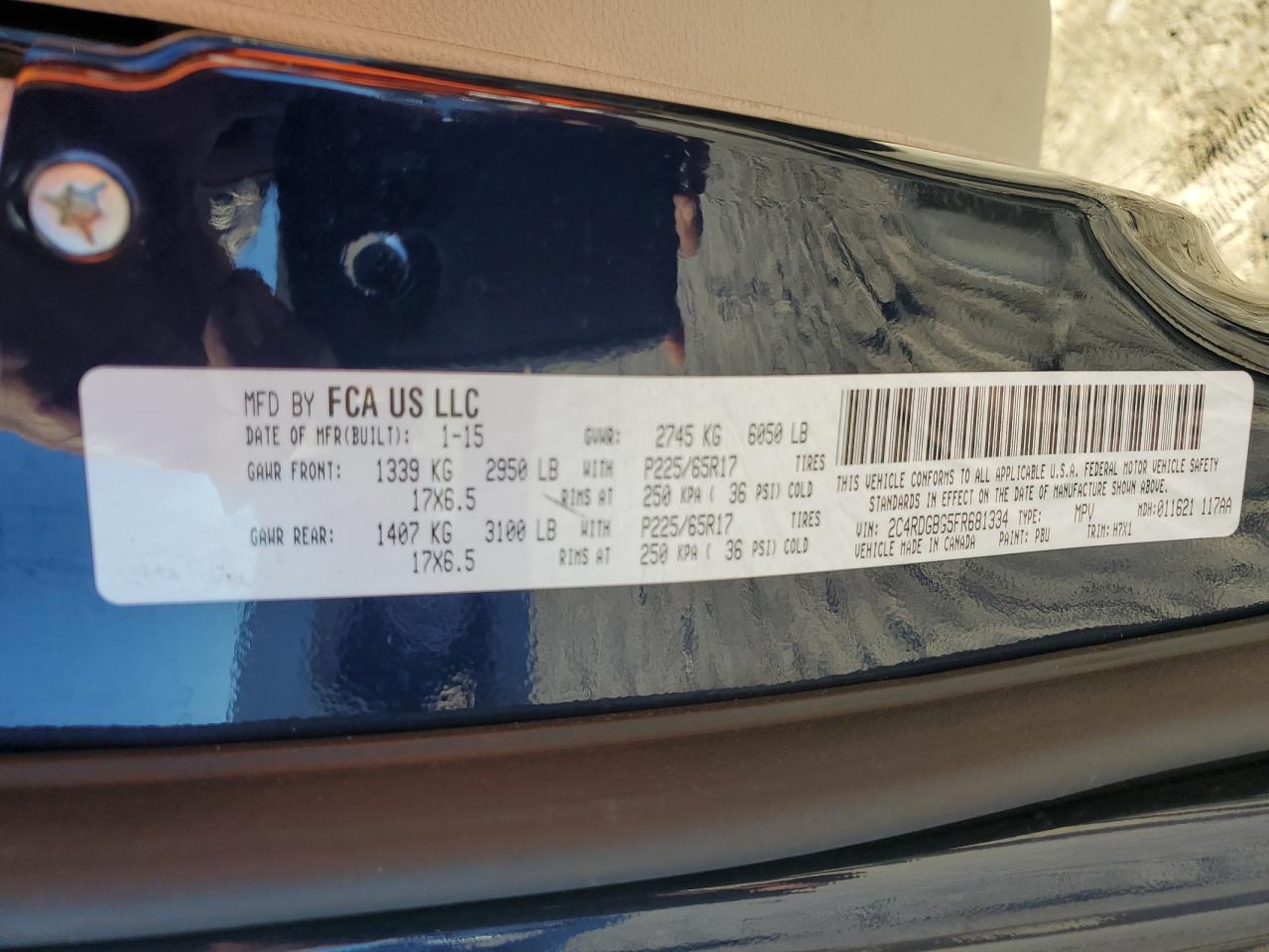 2015 Dodge Grand Caravan Se VIN: 2C4RDGBG5FR681334 Lot: 85164995