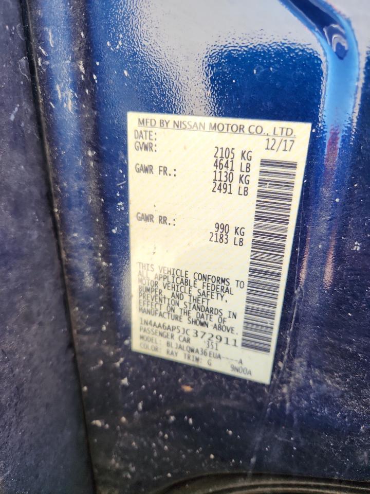 2018 Nissan Maxima 3.5S VIN: 1N4AA6AP5JC372911 Lot: 87273955