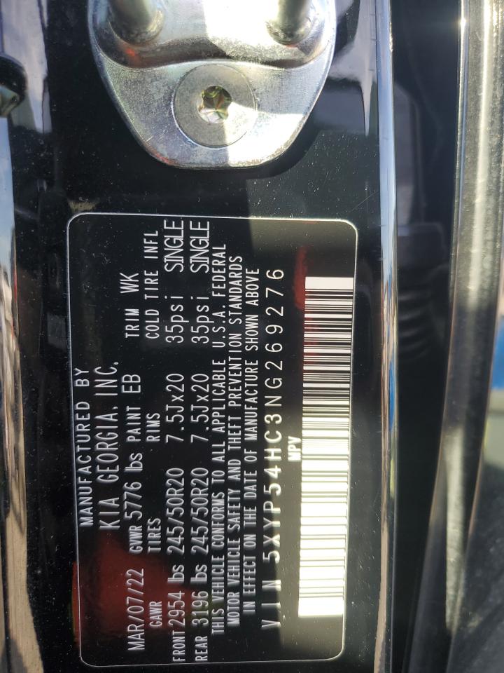 2022 Kia Telluride VIN: 5XYP54HC3NG269276 Lot: 82227245