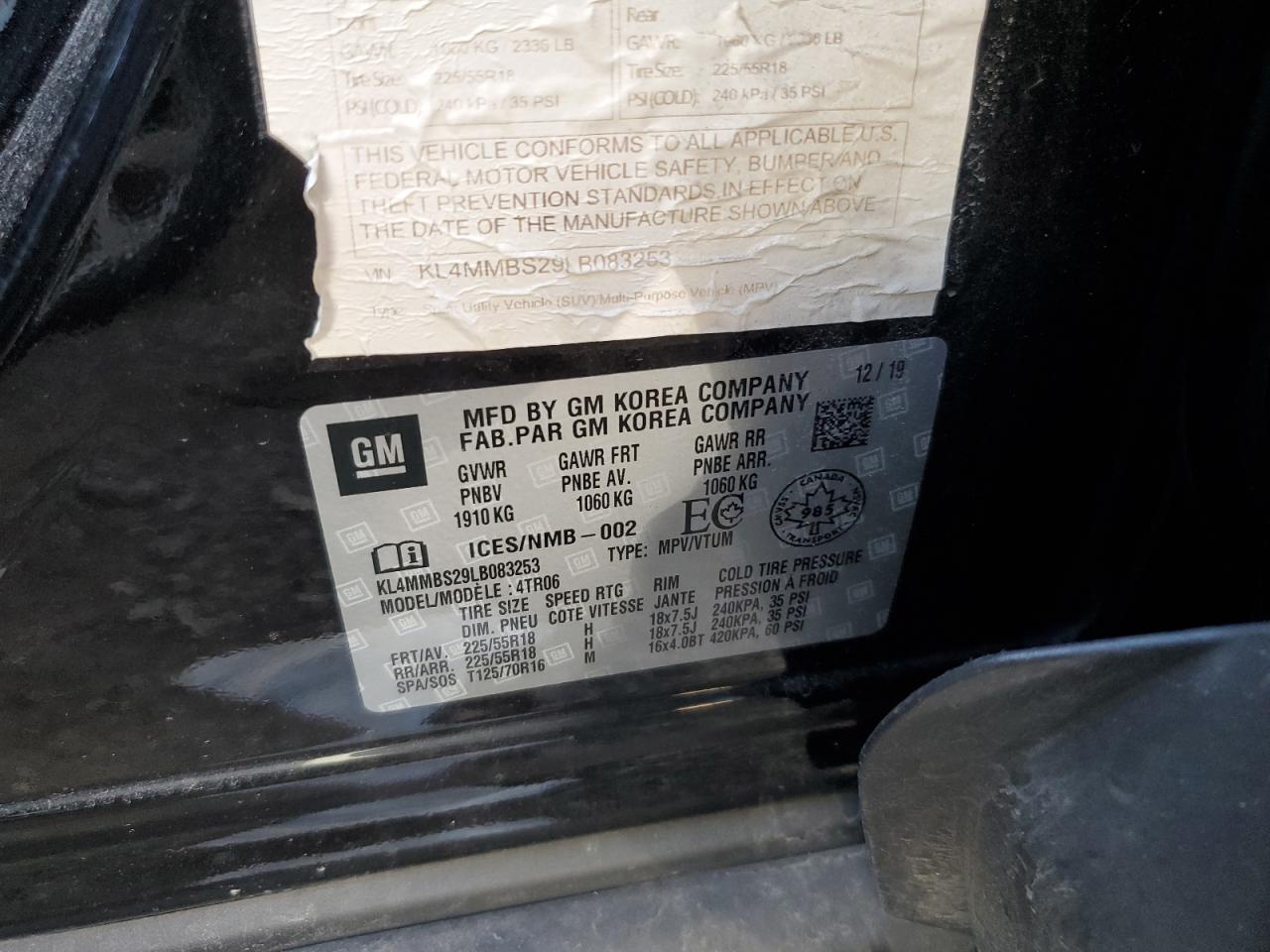 2020 Buick Encore Gx Preferred VIN: KL4MMBS29LB083253 Lot: 82243245