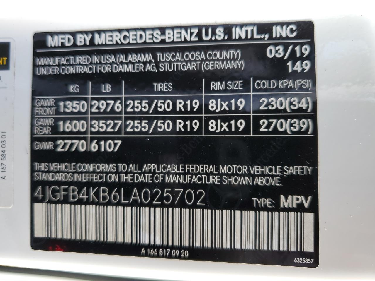 2020 Mercedes-Benz Gle 350 4Matic VIN: 4JGFB4KB6LA025702 Lot: 85264435