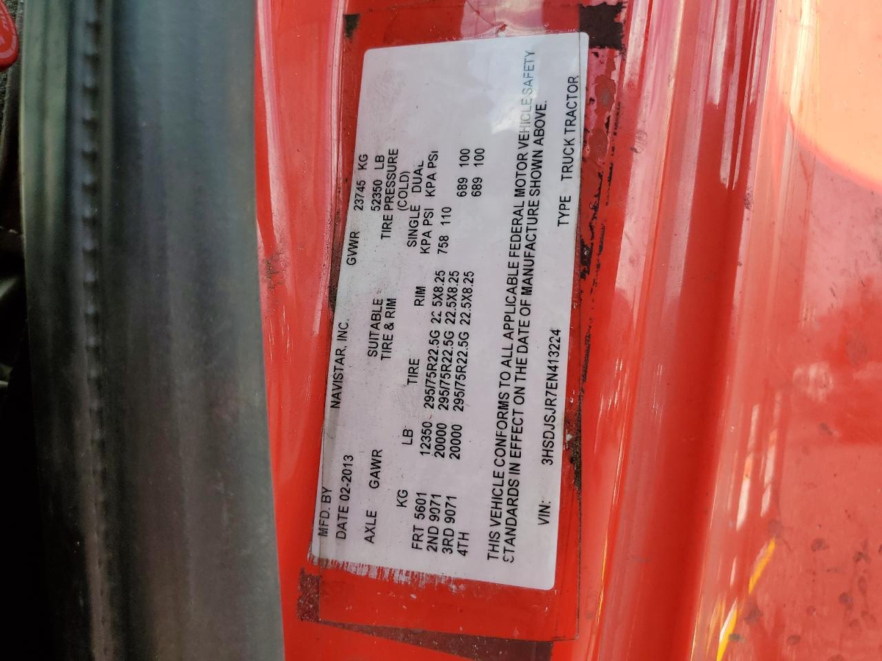 2014 International Lf687 Semi Truck VIN: 3HSDJSJR7EN413224 Lot: 86085895