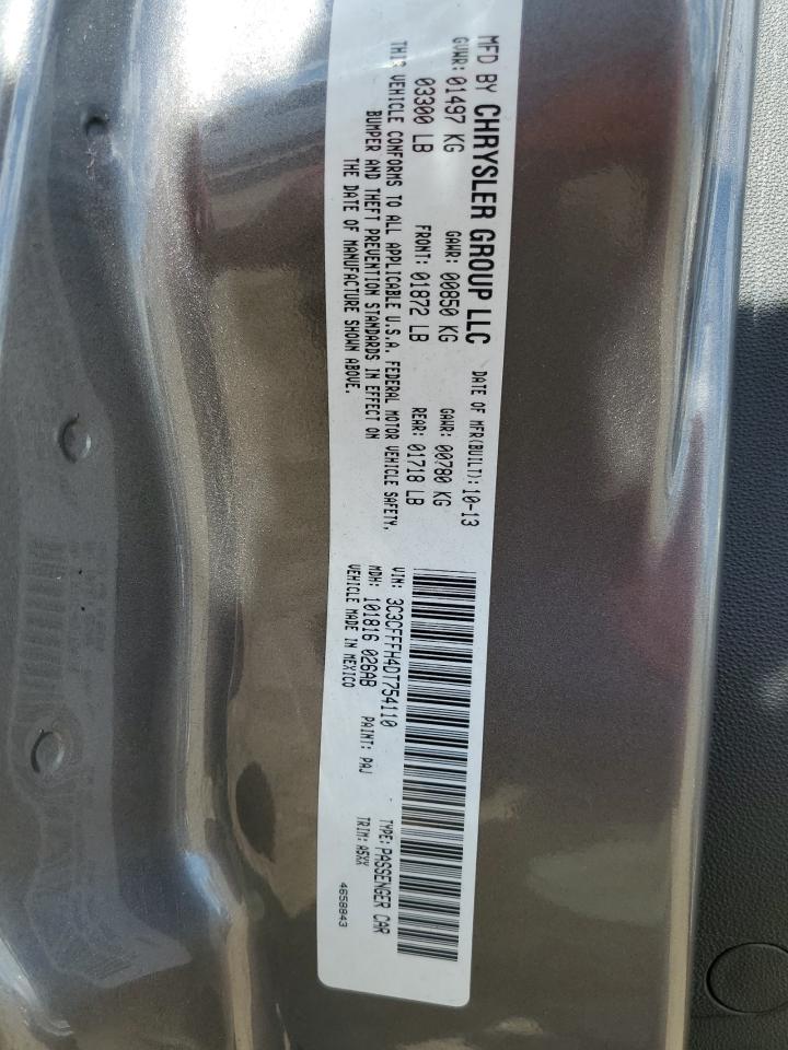 2013 Fiat 500 Abarth VIN: 3C3CFFFH4DT754110 Lot: 89451045