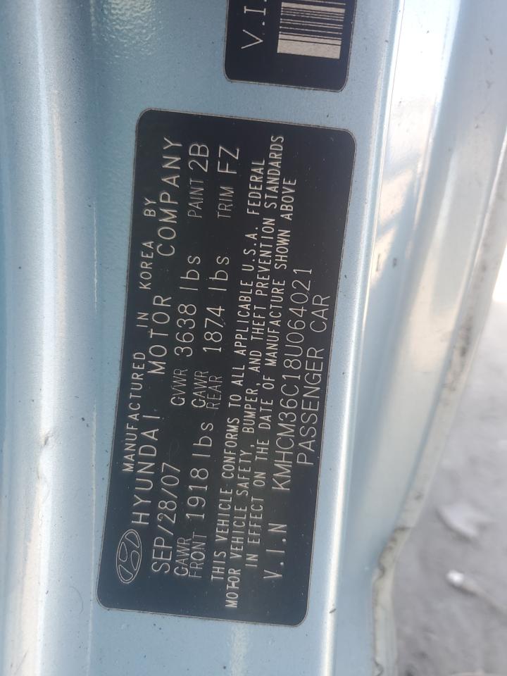 2008 Hyundai Accent Gs VIN: KMHCM36C18U064021 Lot: 85294875