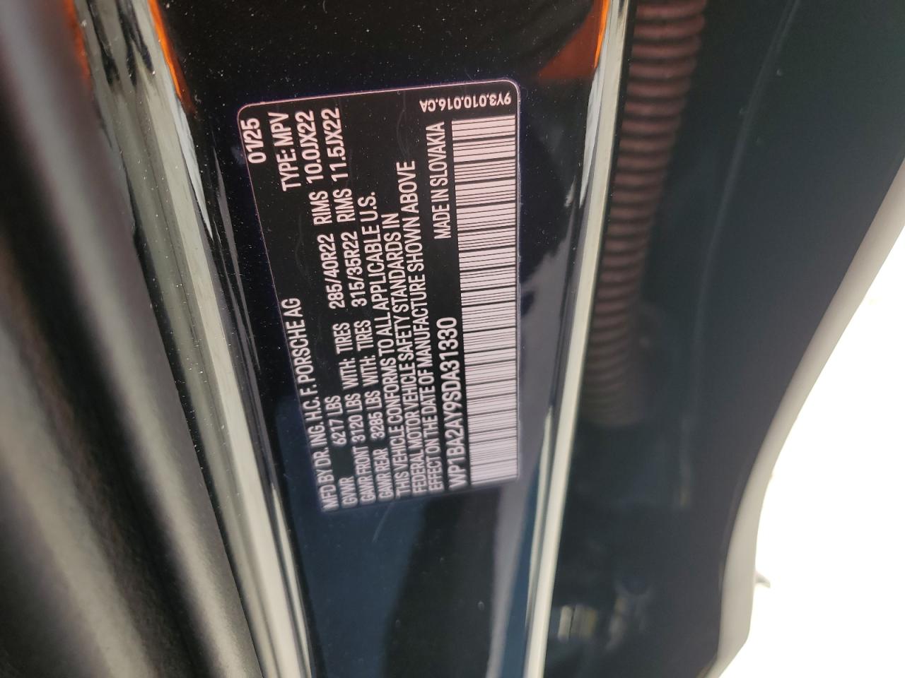 2025 Porsche Cayenne Coupe VIN: WP1BA2AY9SDA31330 Lot: 82701735