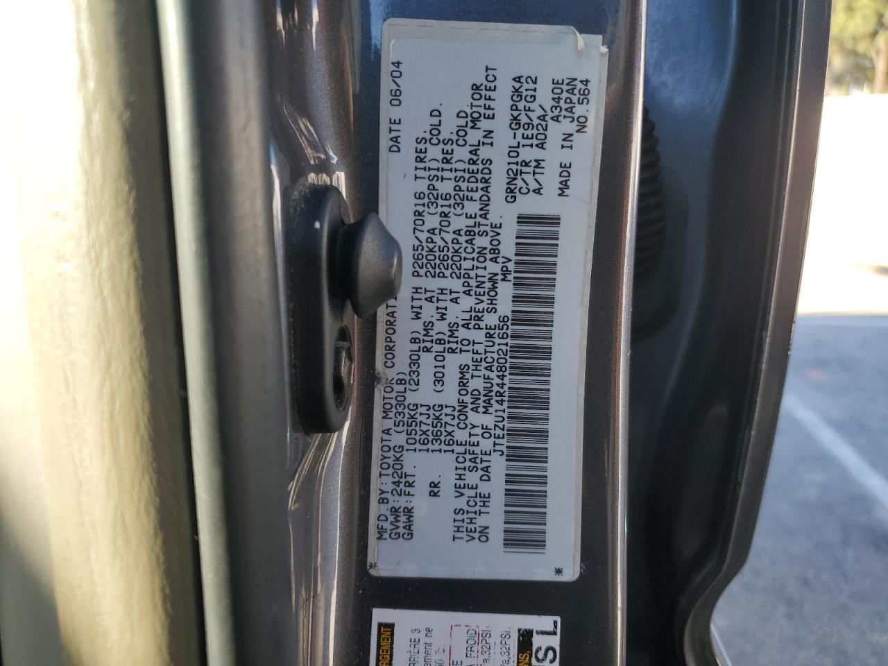 2004 Toyota 4Runner Sr5 VIN: JTEZU14R448021656 Lot: 82560115