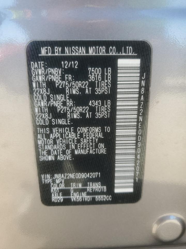 2013 Infiniti Qx56 VIN: JN8AZ2NE0D9042071 Lot: 85773655
