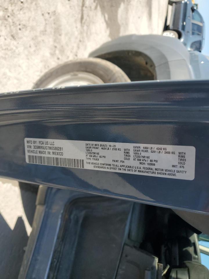 2021 Ram Promaster 3500 Delivery Van VIN: 3C6MRVJG7ME586281 Lot: 84785785