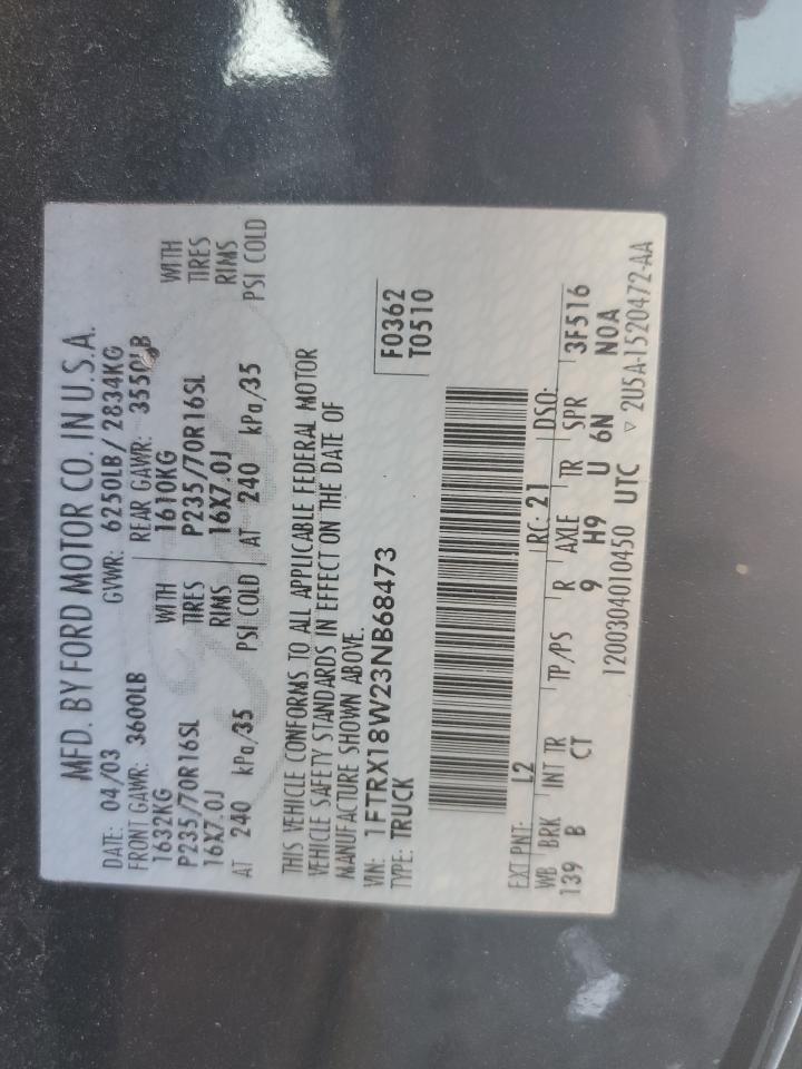 2003 Ford F150 VIN: 1FTRX18W23NB68473 Lot: 87221985