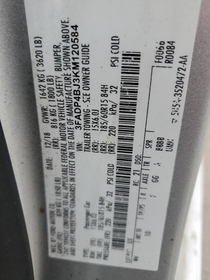 2019 Ford Fiesta Se VIN: 3FADP4BJ3KM120584 Lot: 85566695