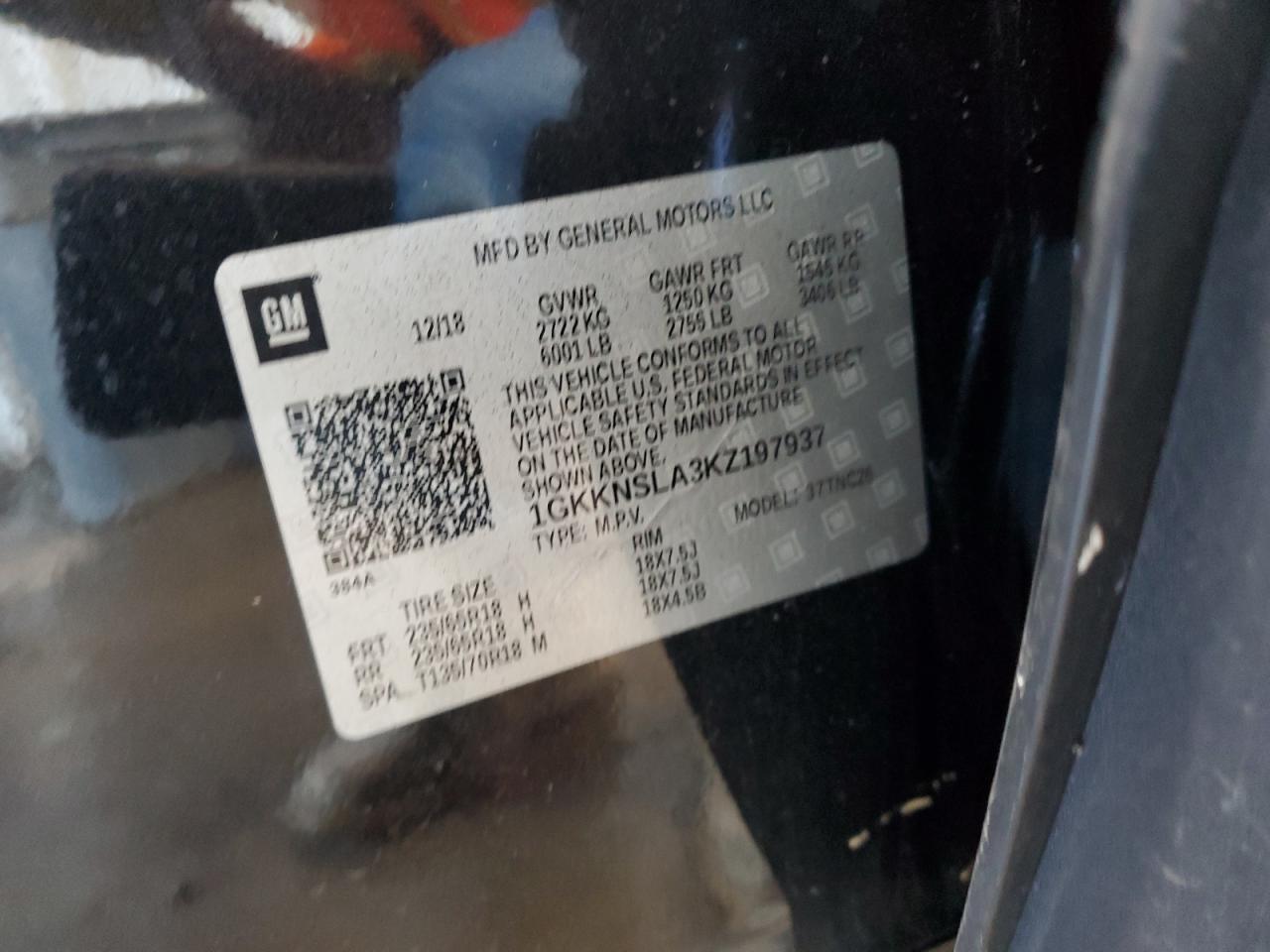 2019 GMC Acadia Sle VIN: 1GKKNSLA3KZ197937 Lot: 86236655