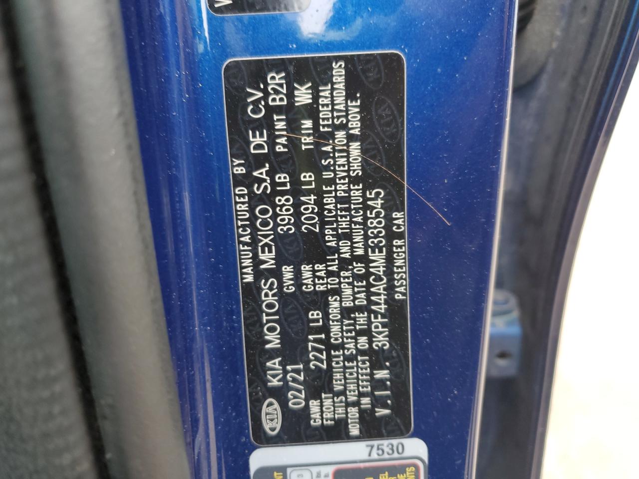 2021 Kia Forte Gt VIN: 3KPF44AC4ME338545 Lot: 86630465