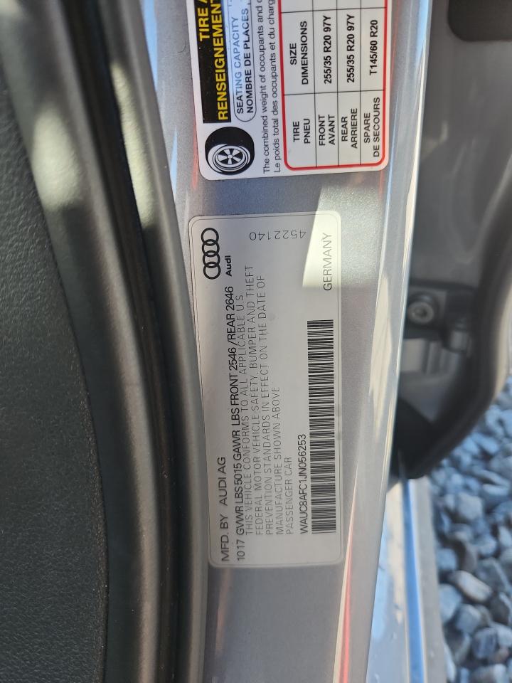 2018 Audi A6 Premium VIN: WAUC8AFC1JN056253 Lot: 89619545