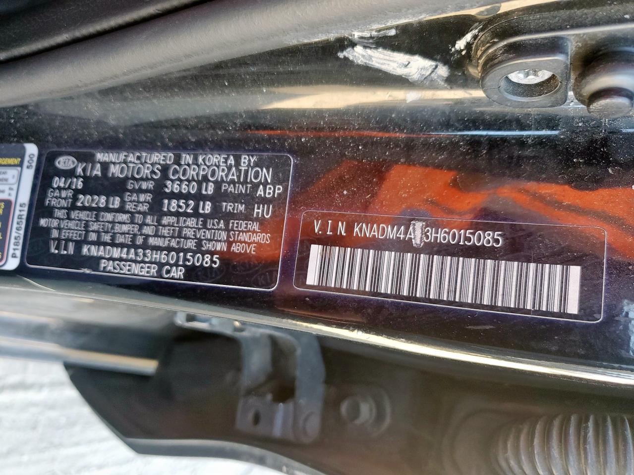 2017 Kia Rio Lx VIN: KNADM4A33H6015085 Lot: 86175415