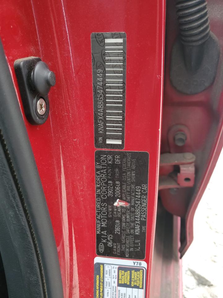 2016 Kia Forte Ex VIN: KNAFX4A88G5474449 Lot: 85698235