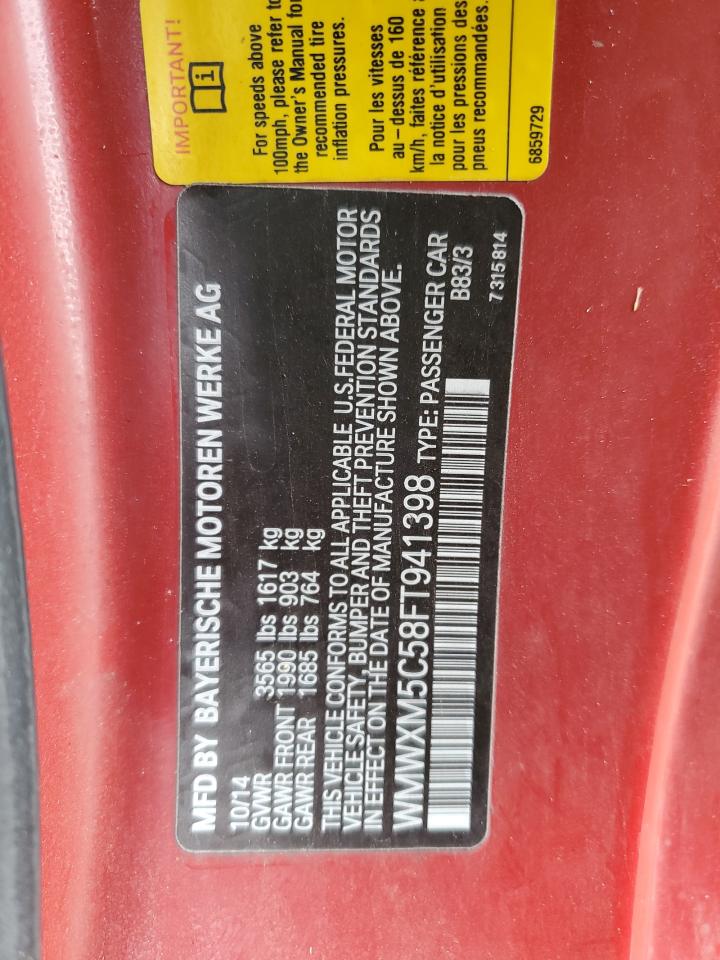 2015 Mini Cooper VIN: WMWXM5C58FT941398 Lot: 82272015